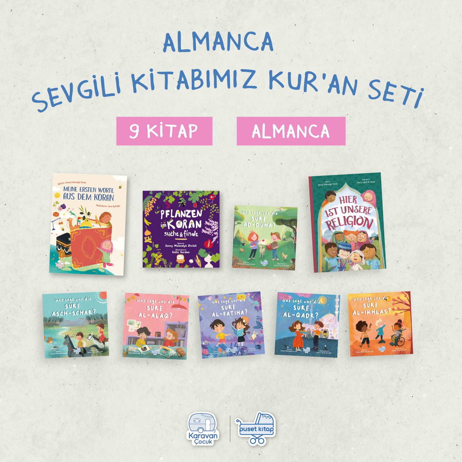 Almanca Sevgili Kitabımız Kur'an Seti, (9 Kitap) Jenny Molendyk Divleli - 1