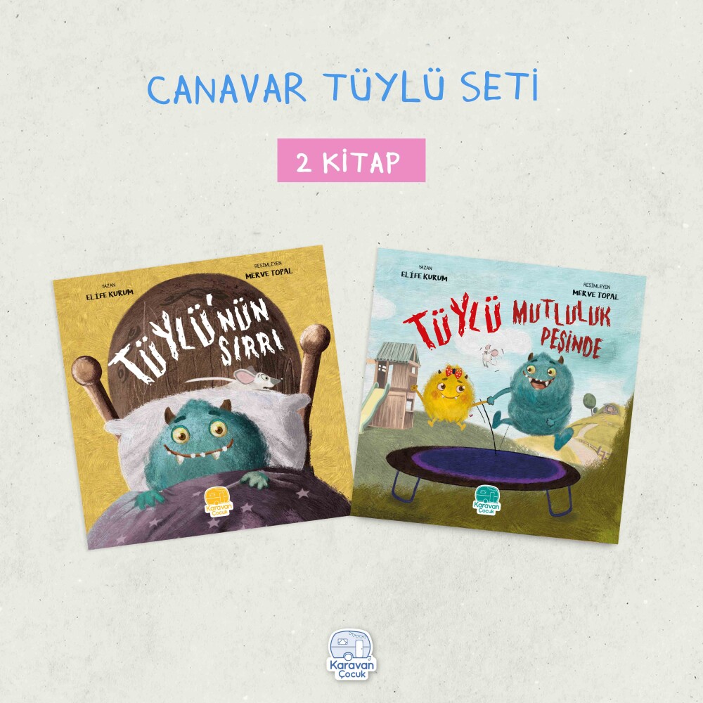 Canavar Tüylü Seti, Elife Kurum, (2 Kitap) - Karavan Çocuk