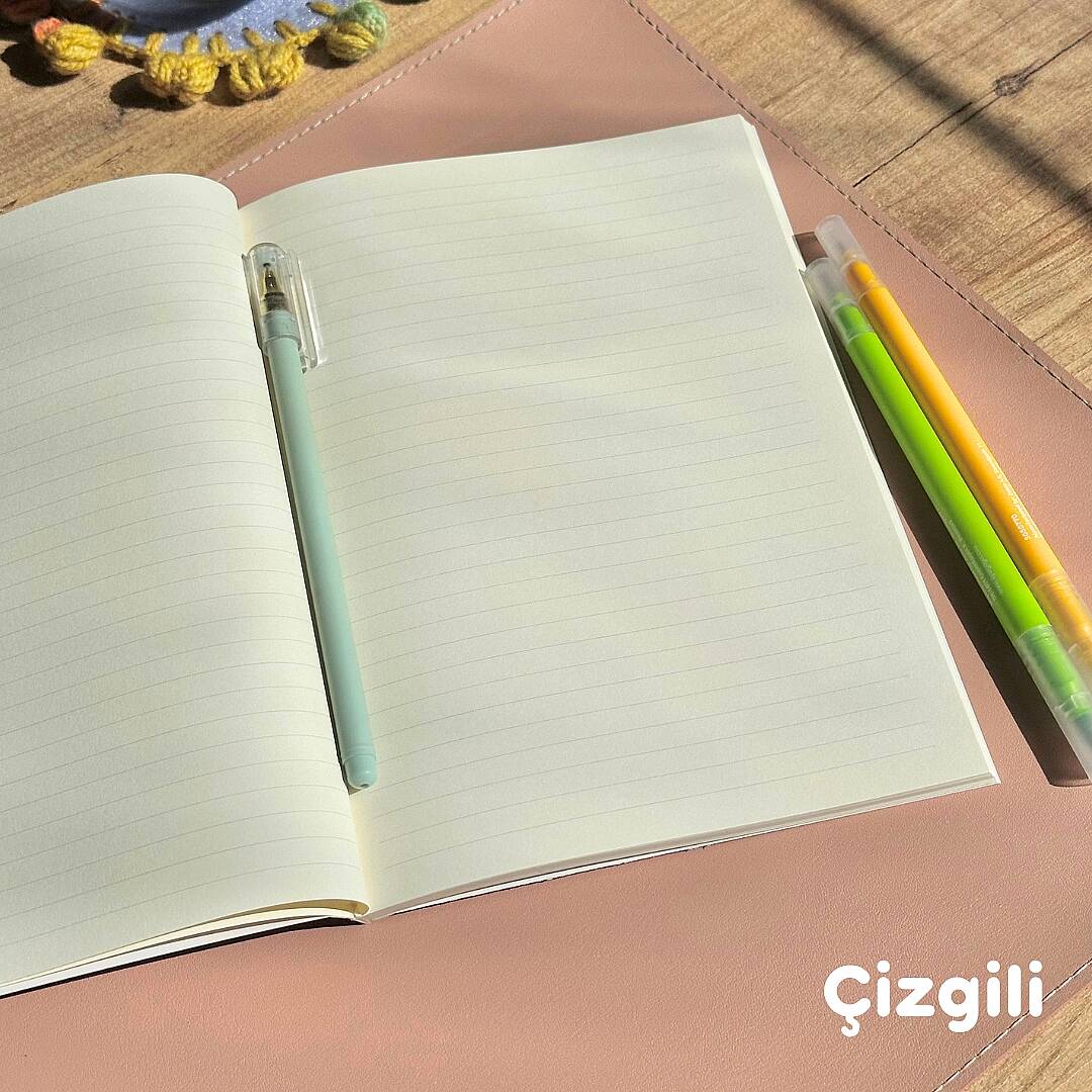 Hep Yanımda, Çizgili, Çizgisiz, Noktalı 3’lü Defter Seti, Her Biri 32 Yaprak, Lüks Ciltli 110 gr. Ivory Kağıt - 6