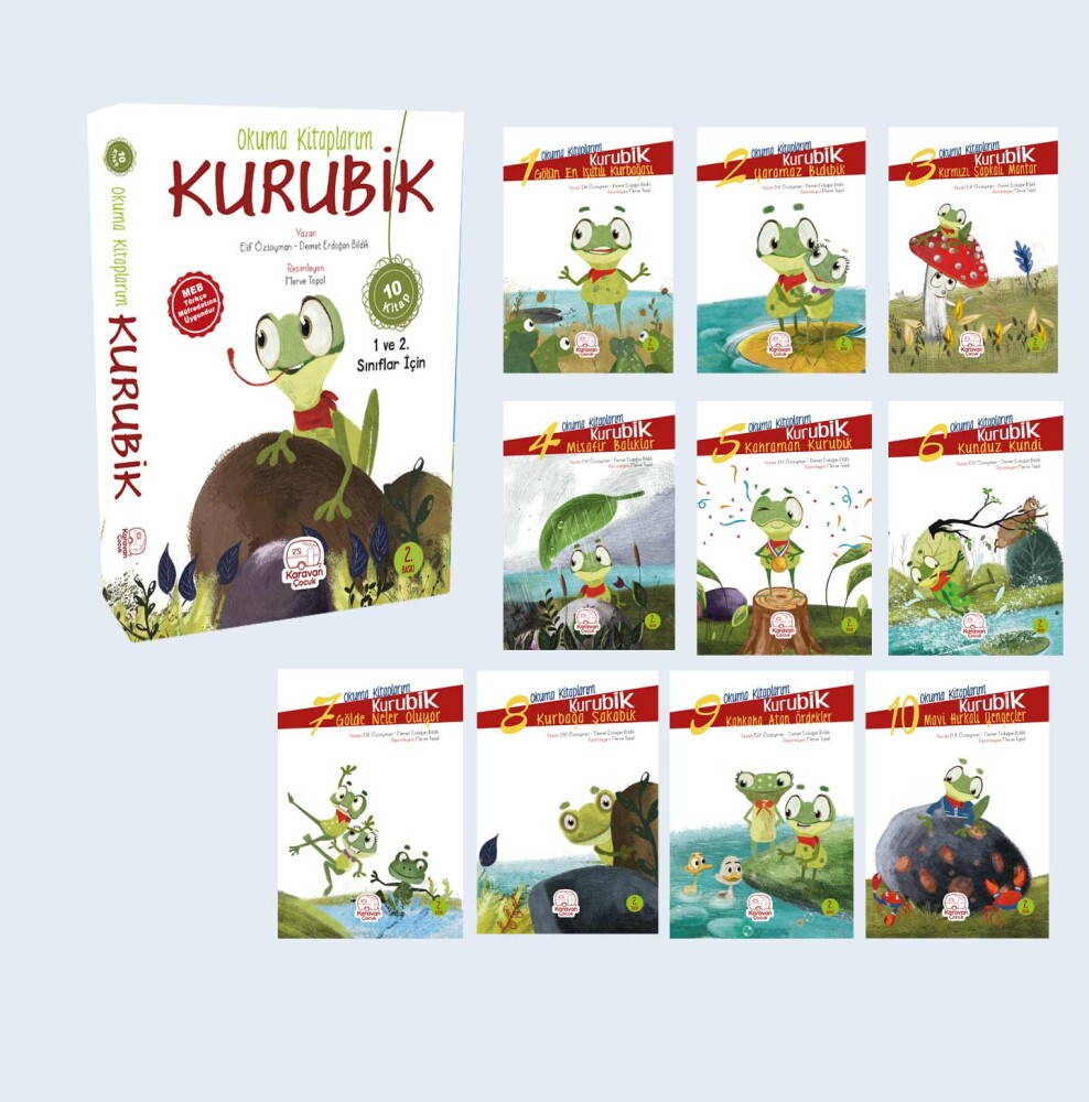 Okuma Kitaplarım Kurubik, Elif Özsoyman&Demet Erdoğan Bildik, (10 Kitap) - Karavan Çocuk